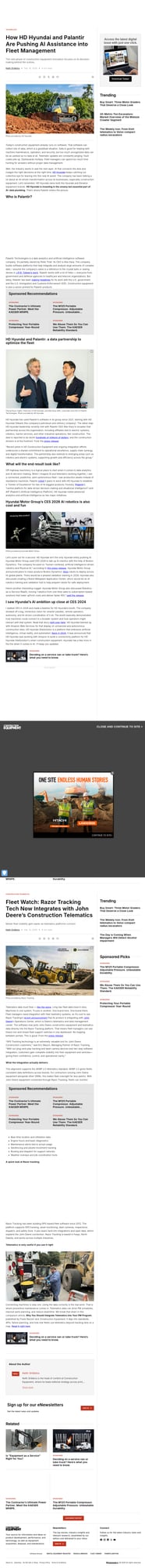 AI-assisted fleet management in construction equipment