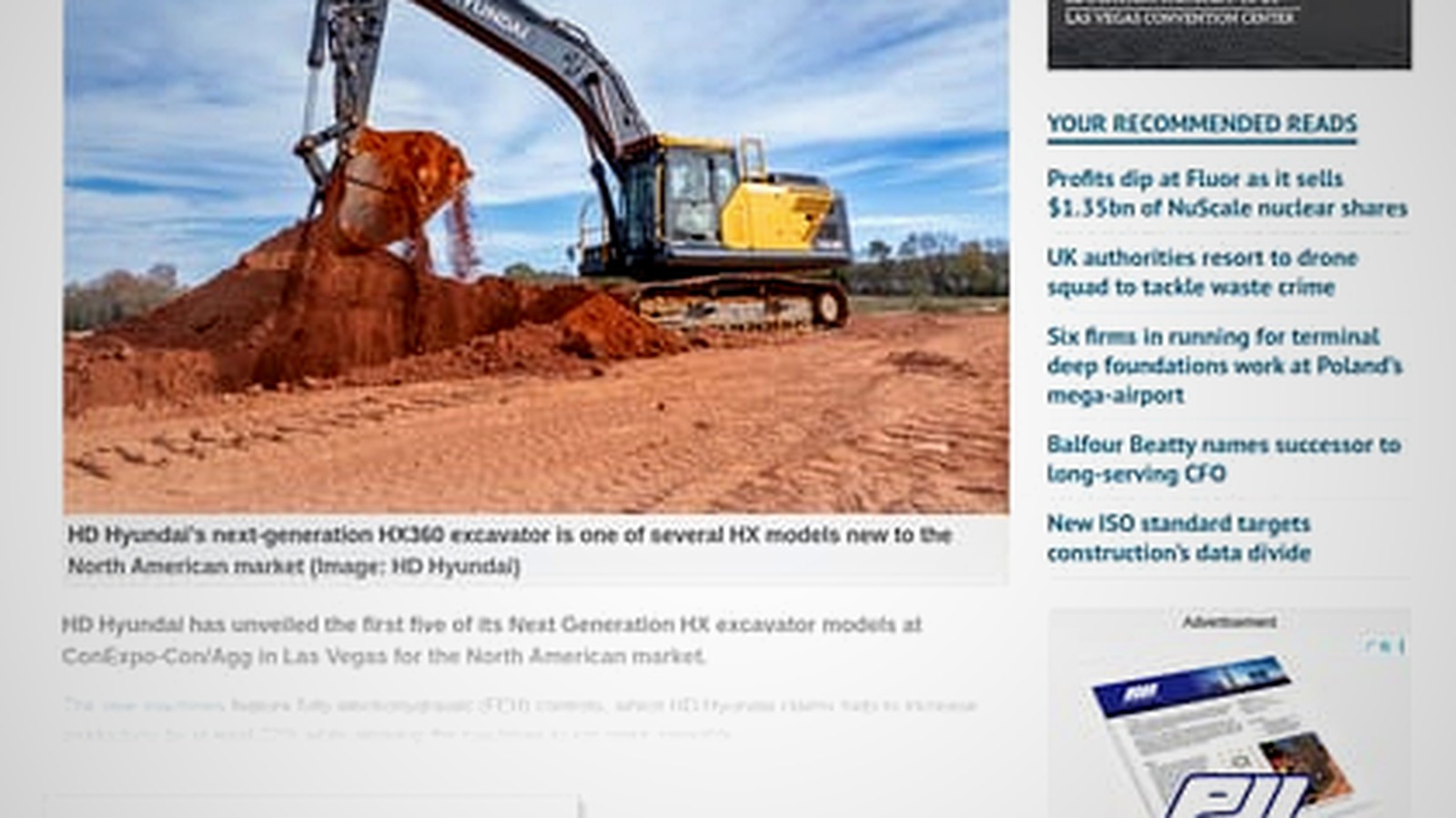 Next-generation excavator on a jobsite