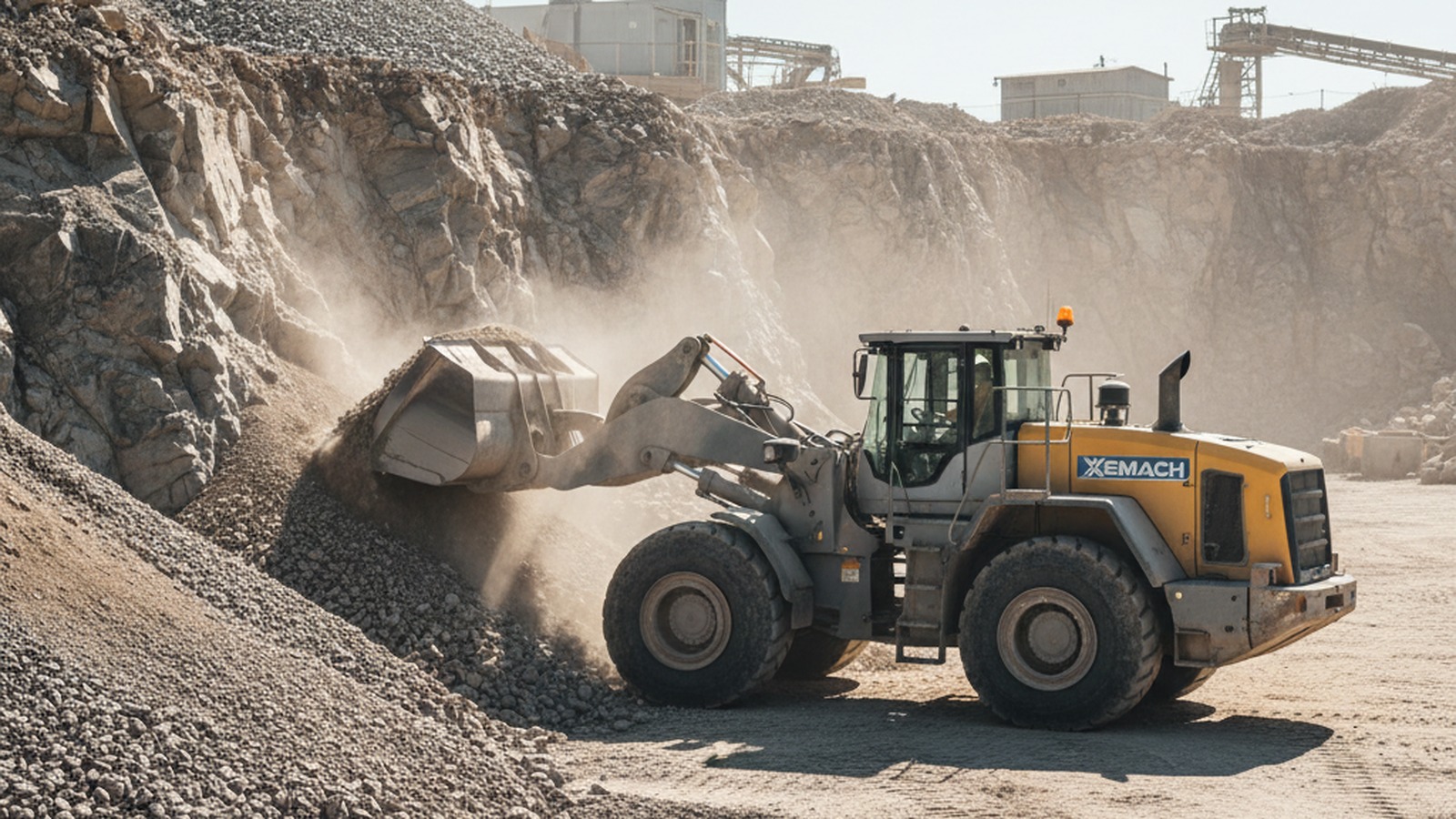 Electric wheel loader in quarry loading operation