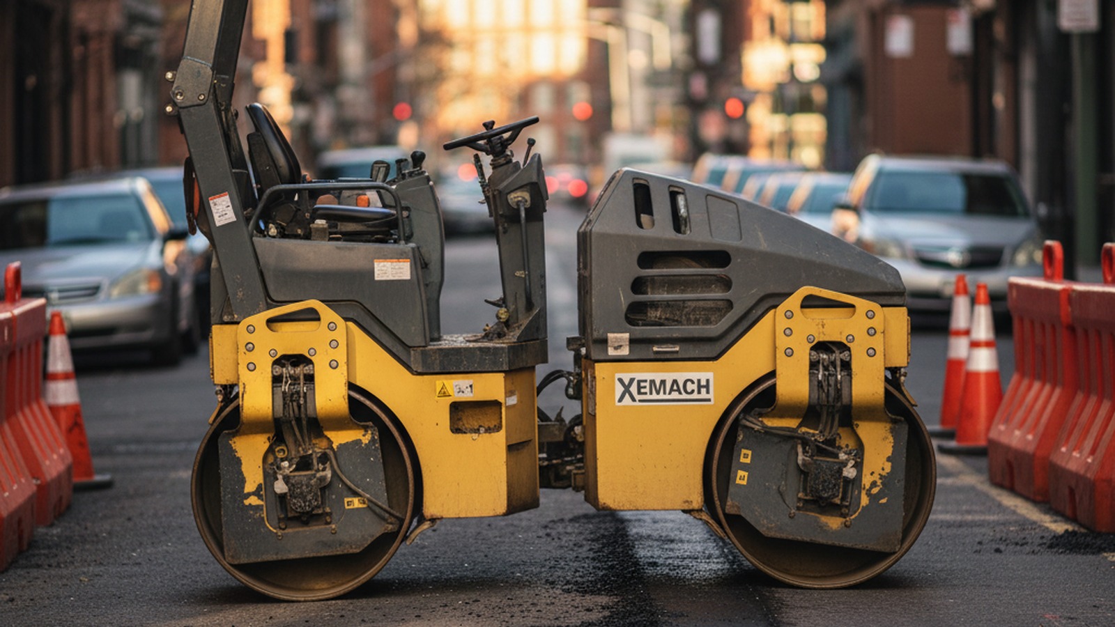 XEMACH tandem roller on an urban utility patch