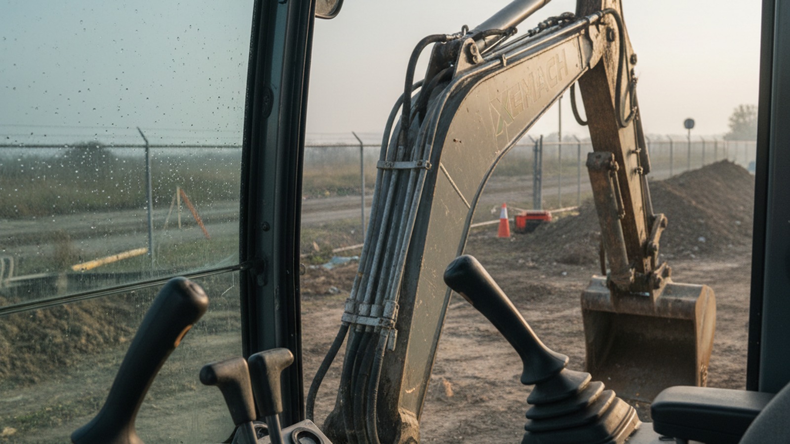 Mini excavator jobsite view