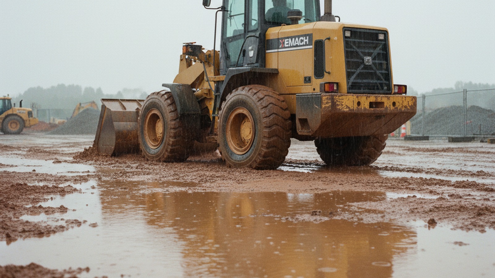 XeMach wheel loader with AI camera safety theme