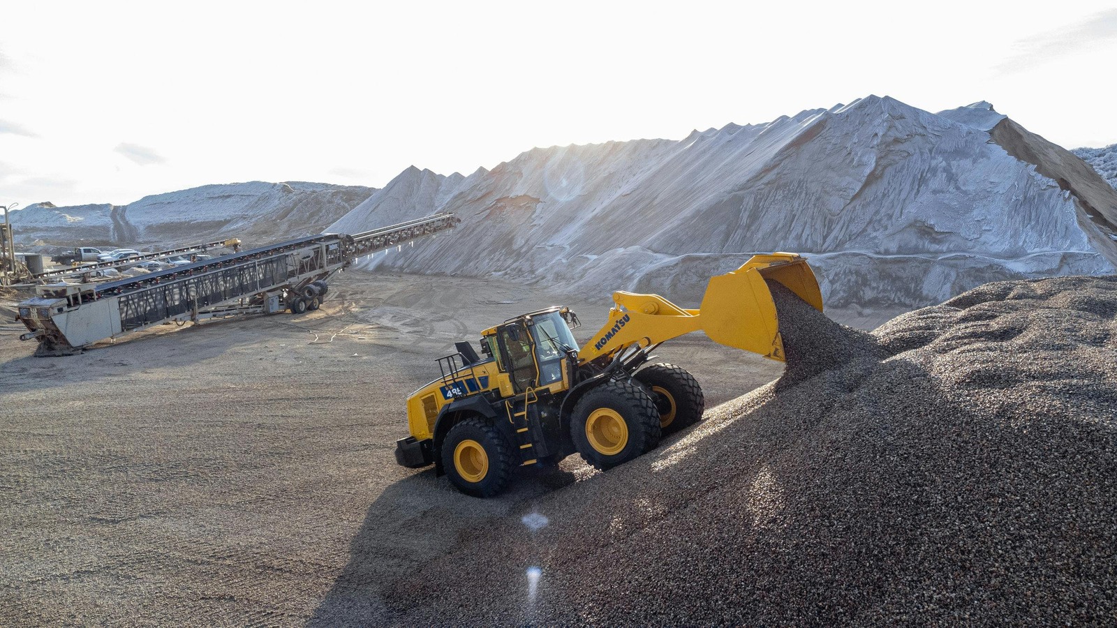 Large wheel loader at quarry loading operation