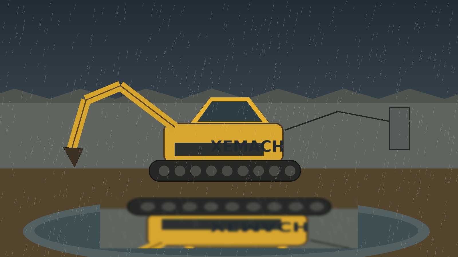 Electric excavator power system planning on a rainy jobsite