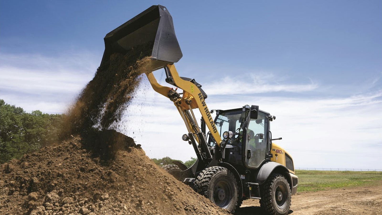 Compact wheel loader on a jobsite