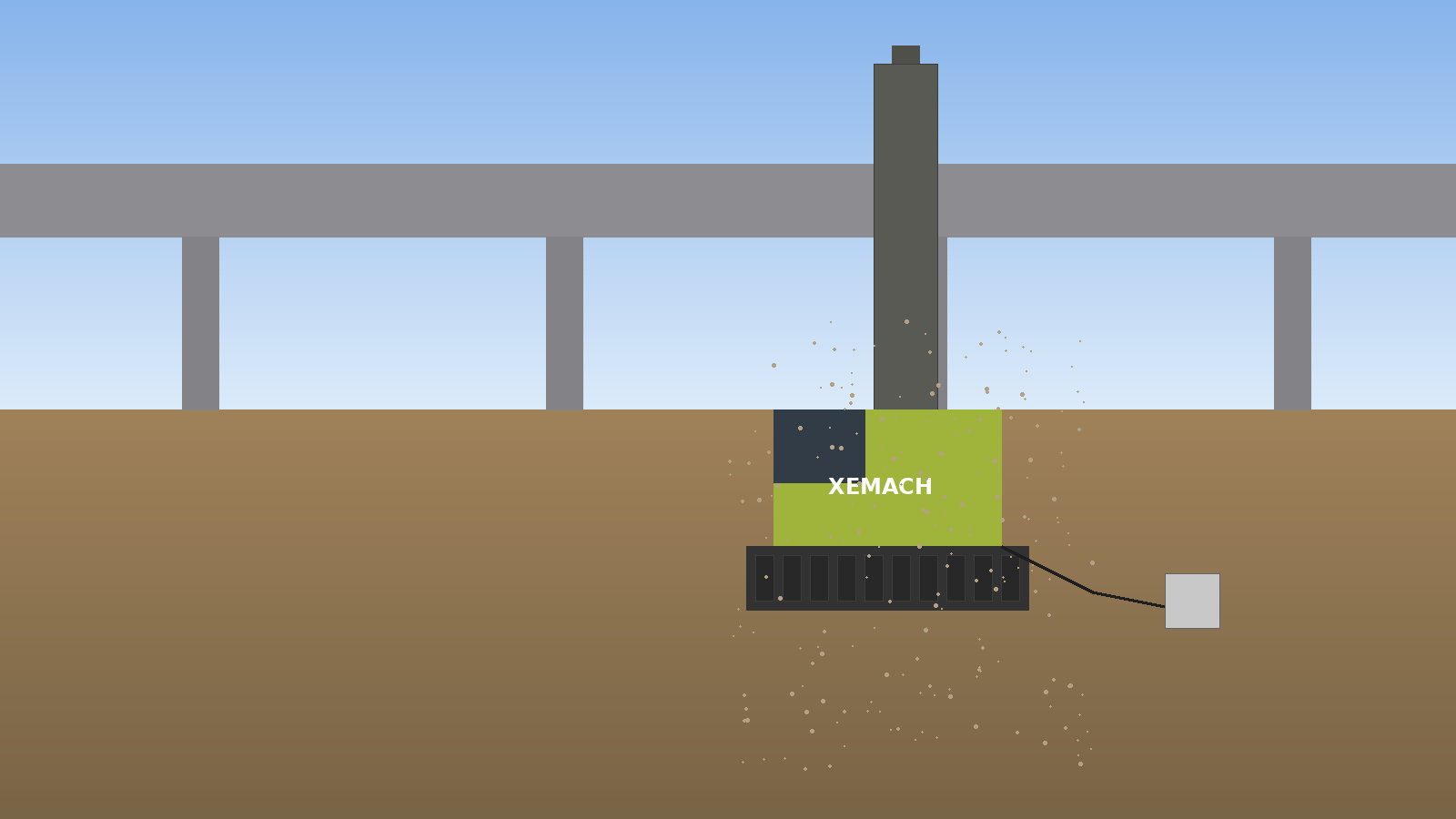 Electric rotary drilling rig at construction site with XEMACH branding
