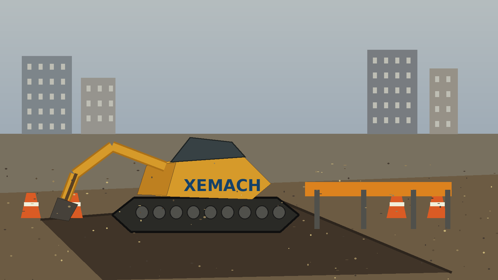 XeMach mini excavator working in an urban utility trench